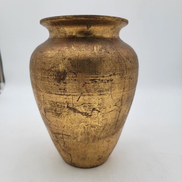 Italian Gold Florentine Pottery Vase - Picture 2 of 7